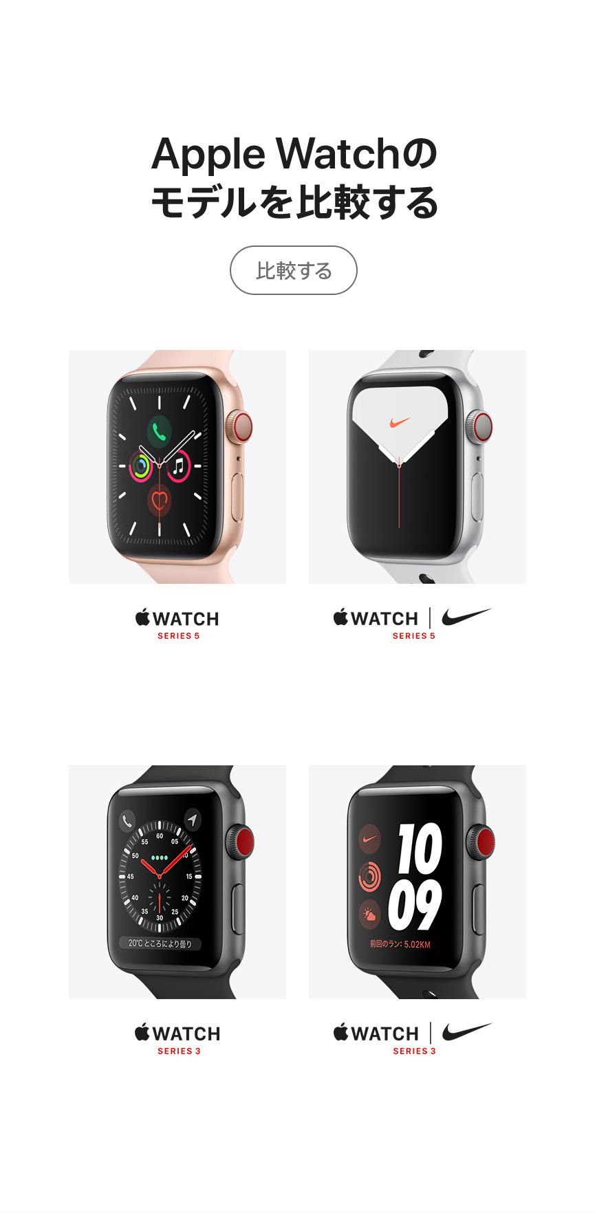 Apple Watchのモデルを比較する